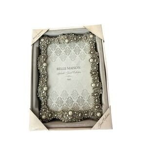 NEW Belle Maison Picture Frame Decorative Jewels Pearls Genuine Crystals 4"x6"